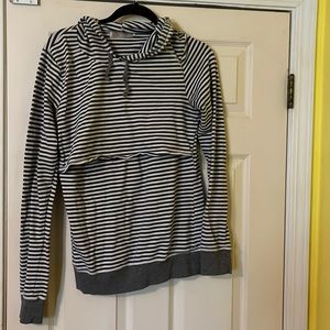 Grey striped nursing hoodie